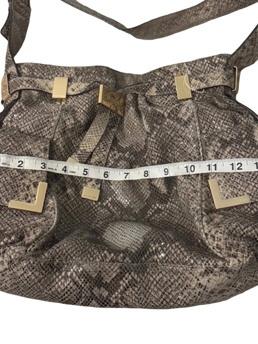 Michael Kors Vintage Python Embossed Leather Hobo Shoulder Bag Fall 26 #010